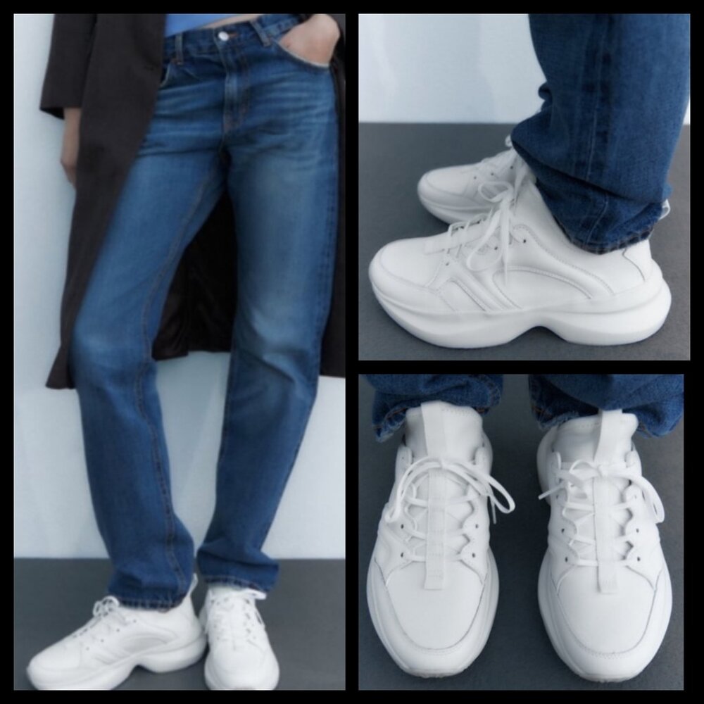 Zara Leather Sneakers - Running Shoes - NWT - Picture 15 of 16